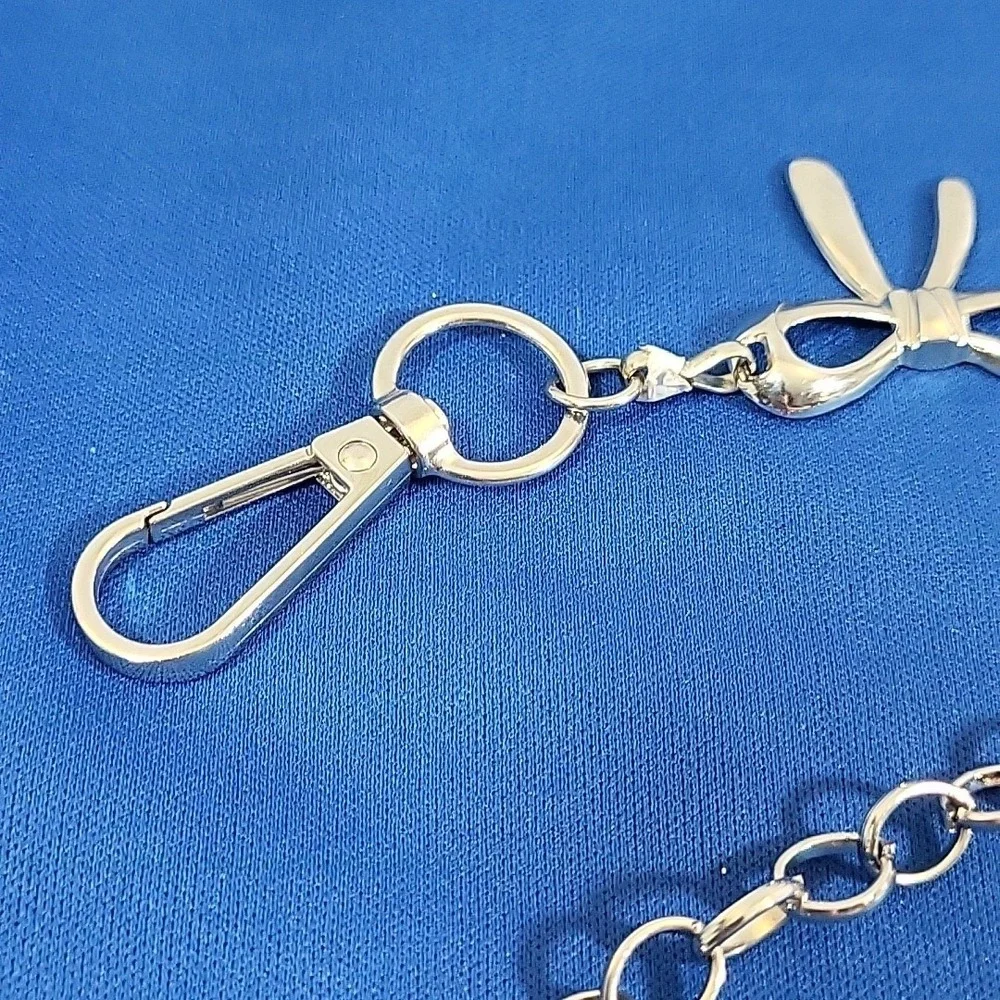 Retro Y2K Belly Chain Metal Belt Silver-tone Cutesy Bows‎ Fits Upto 38